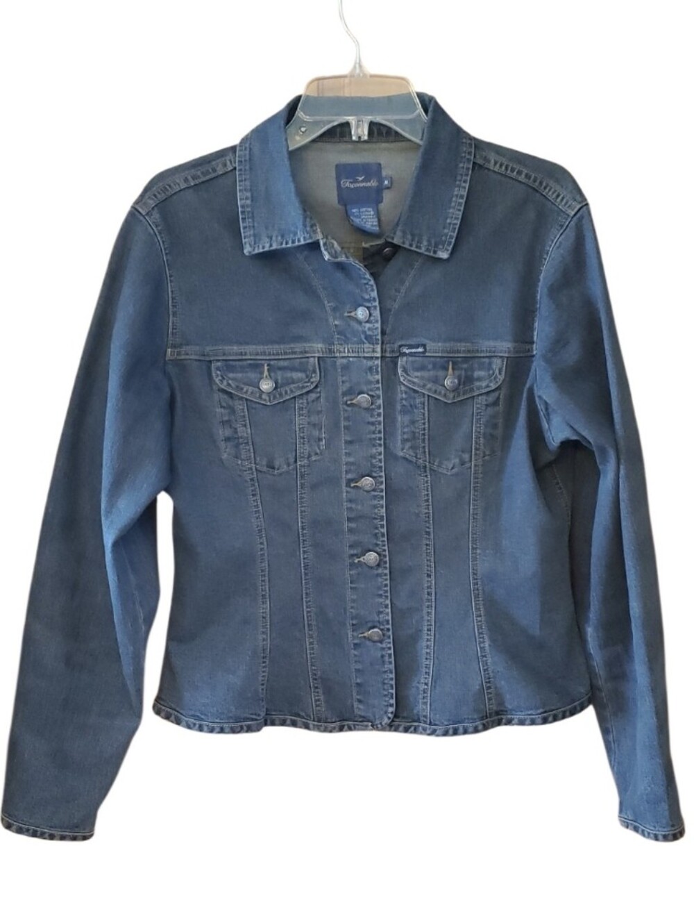 Faconnable Women's Dark Blue Denim Jacket - Classic Button-Up Size Medium